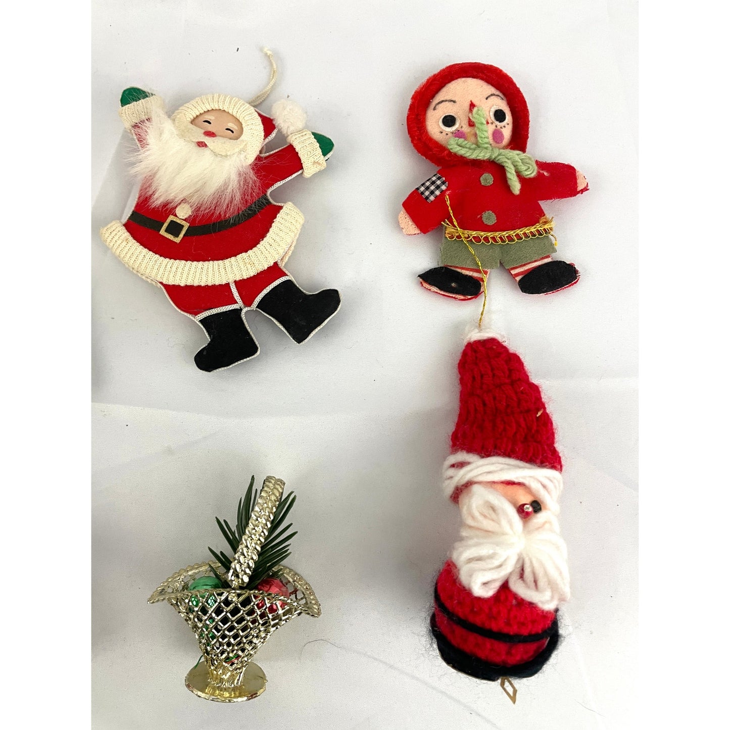 10x VTG Holiday Ornaments Christmas Santa Sleigh Wooden Figures Collectibles