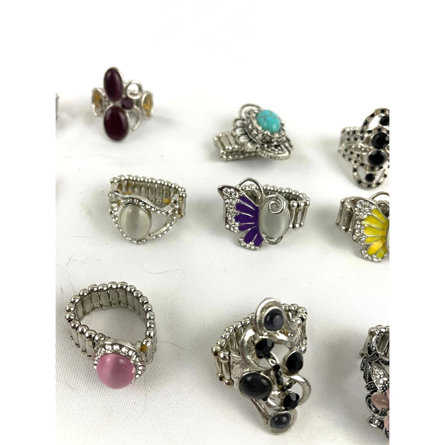 20 Pc Stretch Back Paparazzi Rings Rhinestone Centers Gold Silver Tone NWOT