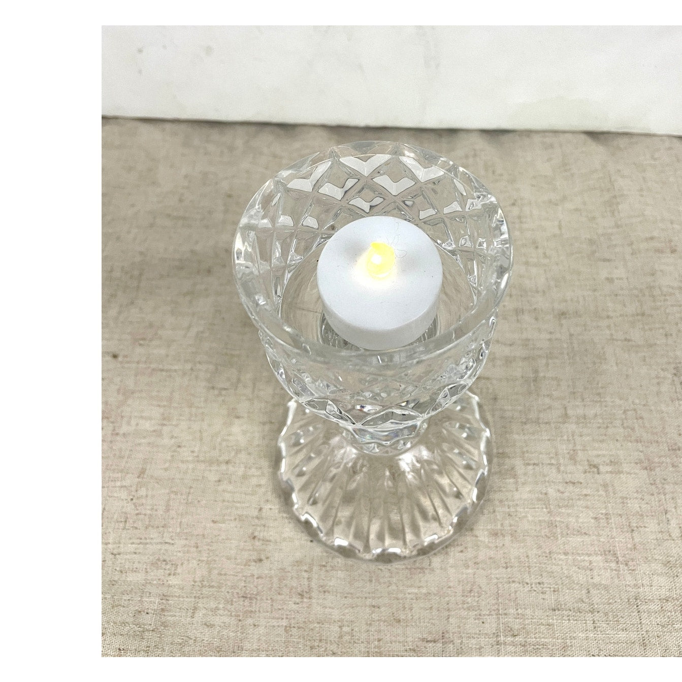 VTG Lead Crystal Cut Glass Candle Holder 6.75" Replacement Base