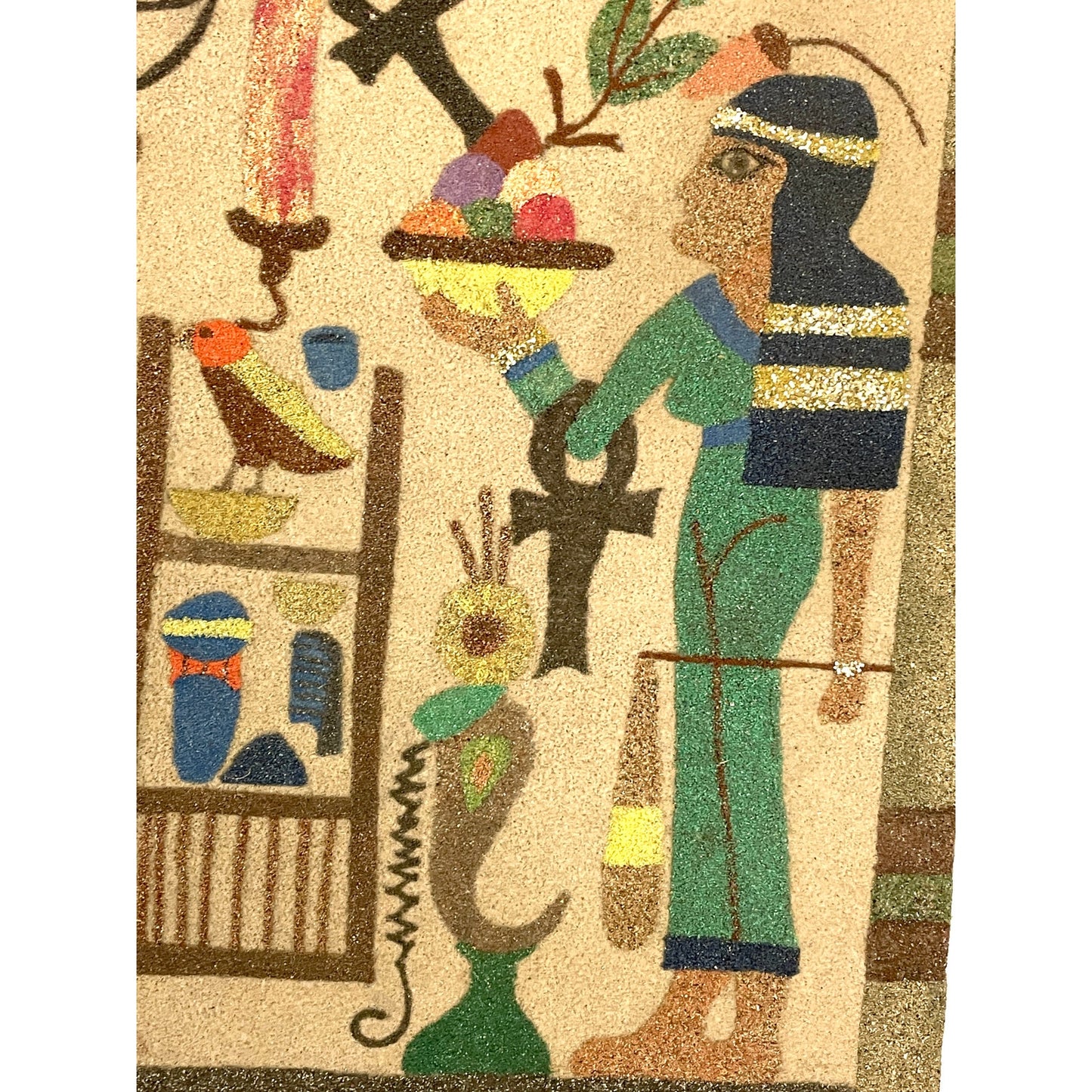 VTG Unique Egyptian Pictorial Sand Art Painting 17"x18.5"