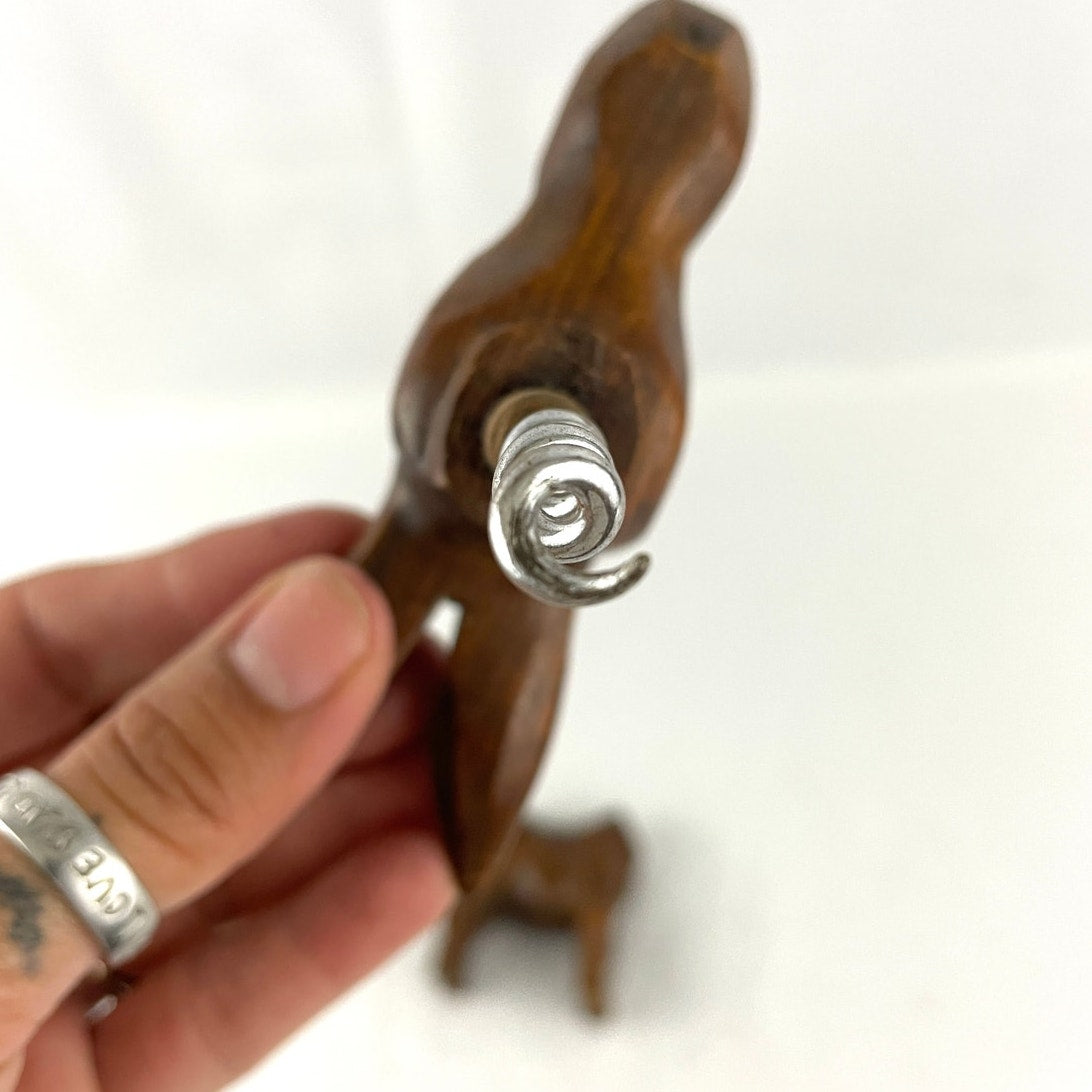 VTG Hickok Corkscrew Bottle Opener Carved Wood Original Genuine France Metal