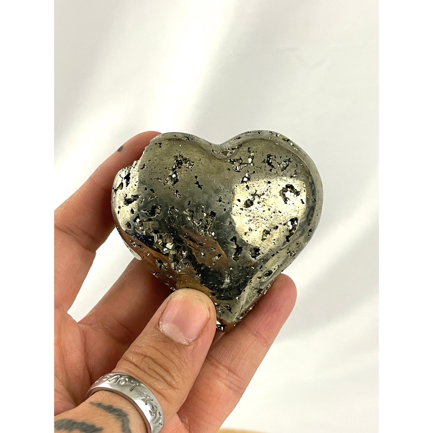 Iron Pyrite Geode Cluster Heart Crystal Fools Gold 202g