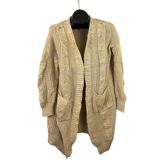 Agnes & Dora Tan Long Sleeve Open Front Cardigan Sweater MEDIUM Pockets