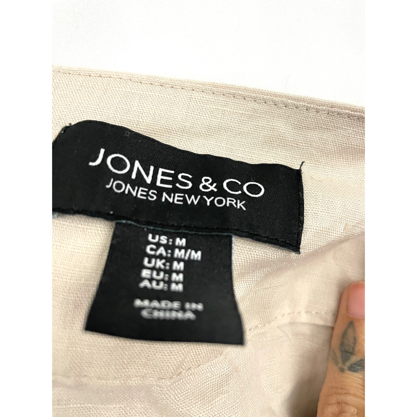 VTG Jones & Co Beige Maxi A-Line Skirt 90's Medium Linen Blend Women's | Tie