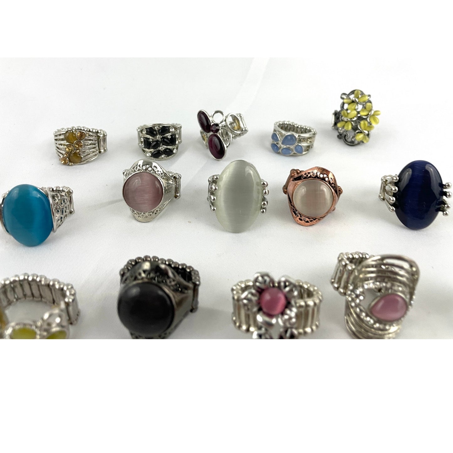 25 Pc Stretch Back Paparazzi Rings Rhinestone Centers Silver Gold Tone NWOT