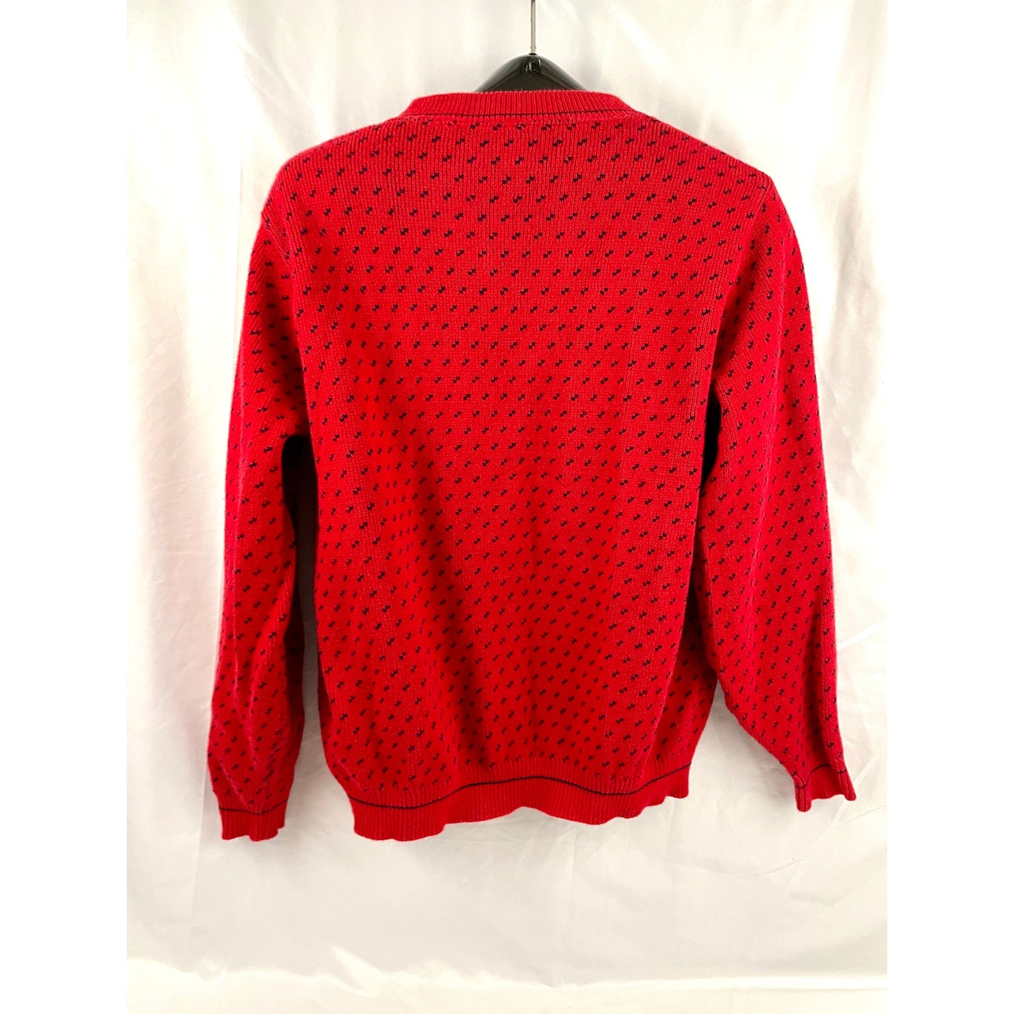 VTG Red Pattern V Neck Cardigan LARGE Womens 1990s Knit USA Made | Winona Knits