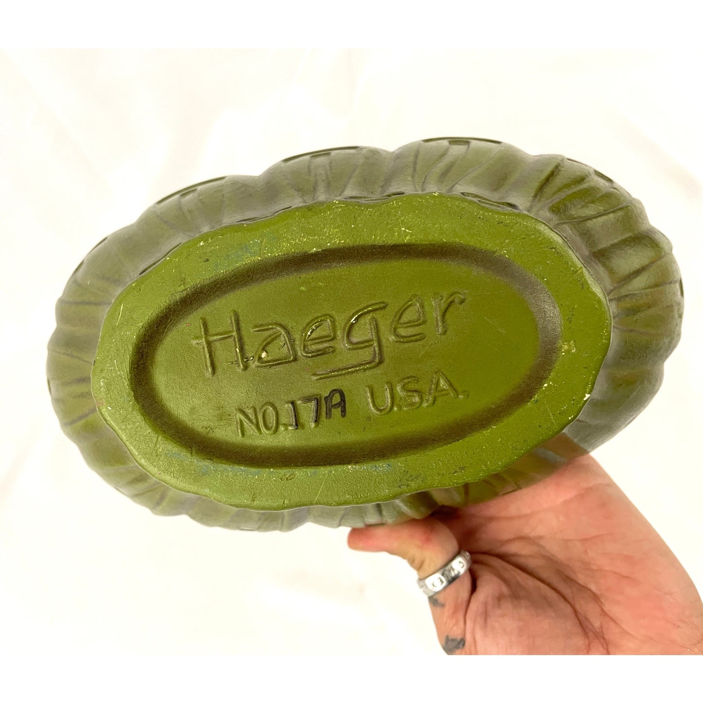 VTG Haeger Dark Green MCM Bowl Planter USA Art Pottery Avocado