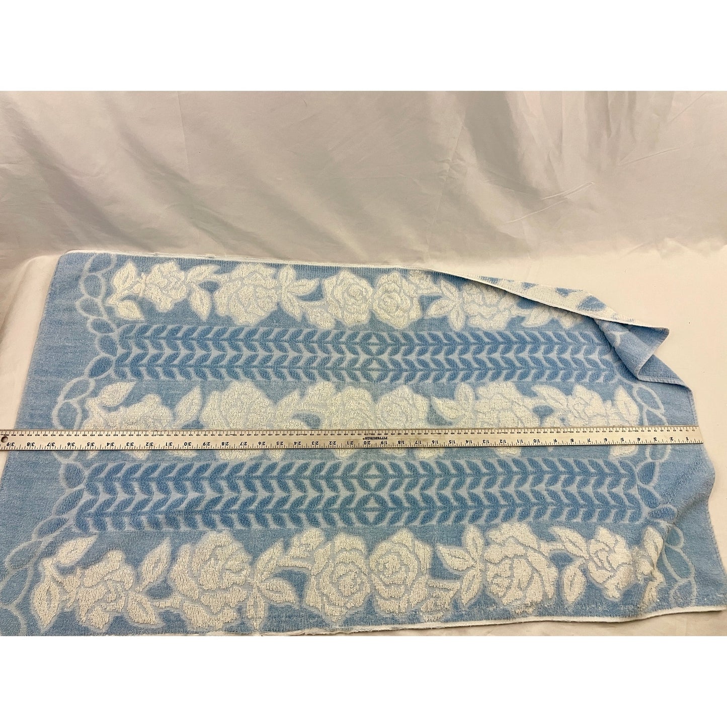 VTG Lot 4 Retro Floral Blue Hand Towels Dundee Fieldcrest 60s 70s Fringe