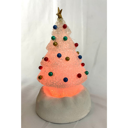 VTG Popcorn Plastic White Christmas Tree Battery Operated Avon 8" Tall