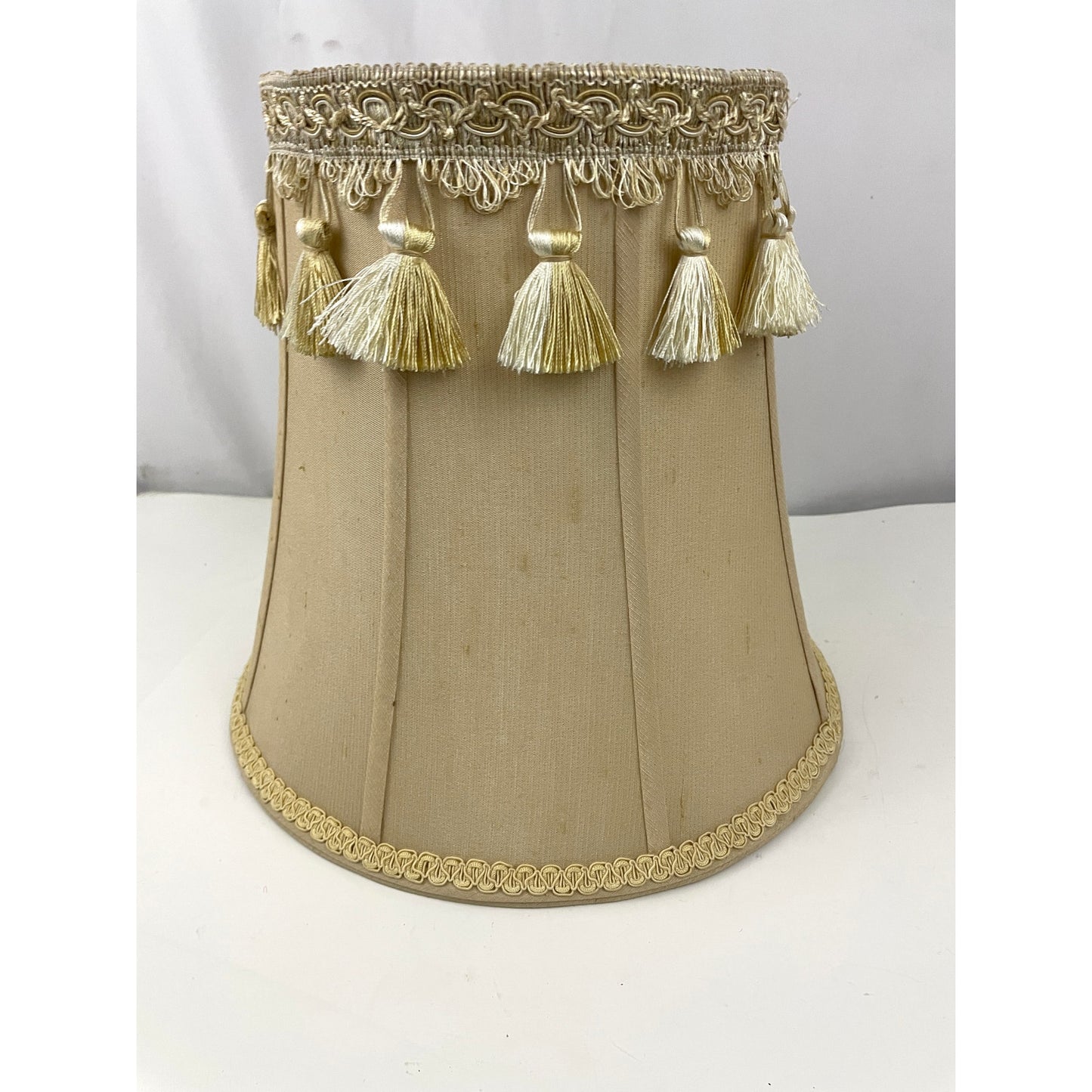 VTG Champagne Fringe Trim Victorian Lamp Shade ONLY 11" Tall