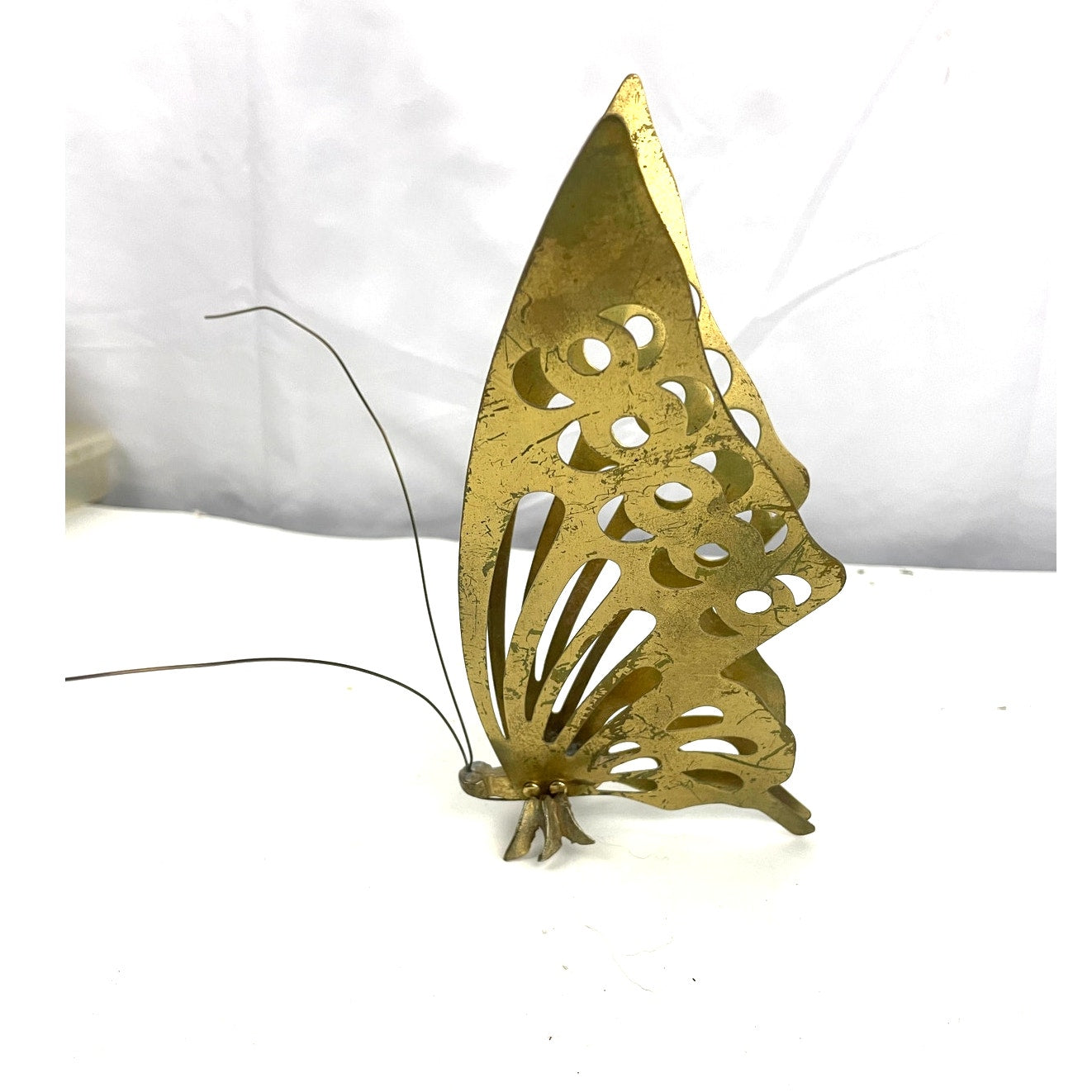 VTG Solid Brass Butterfly Figurine Self Standing Mid Century Home Decor 8"