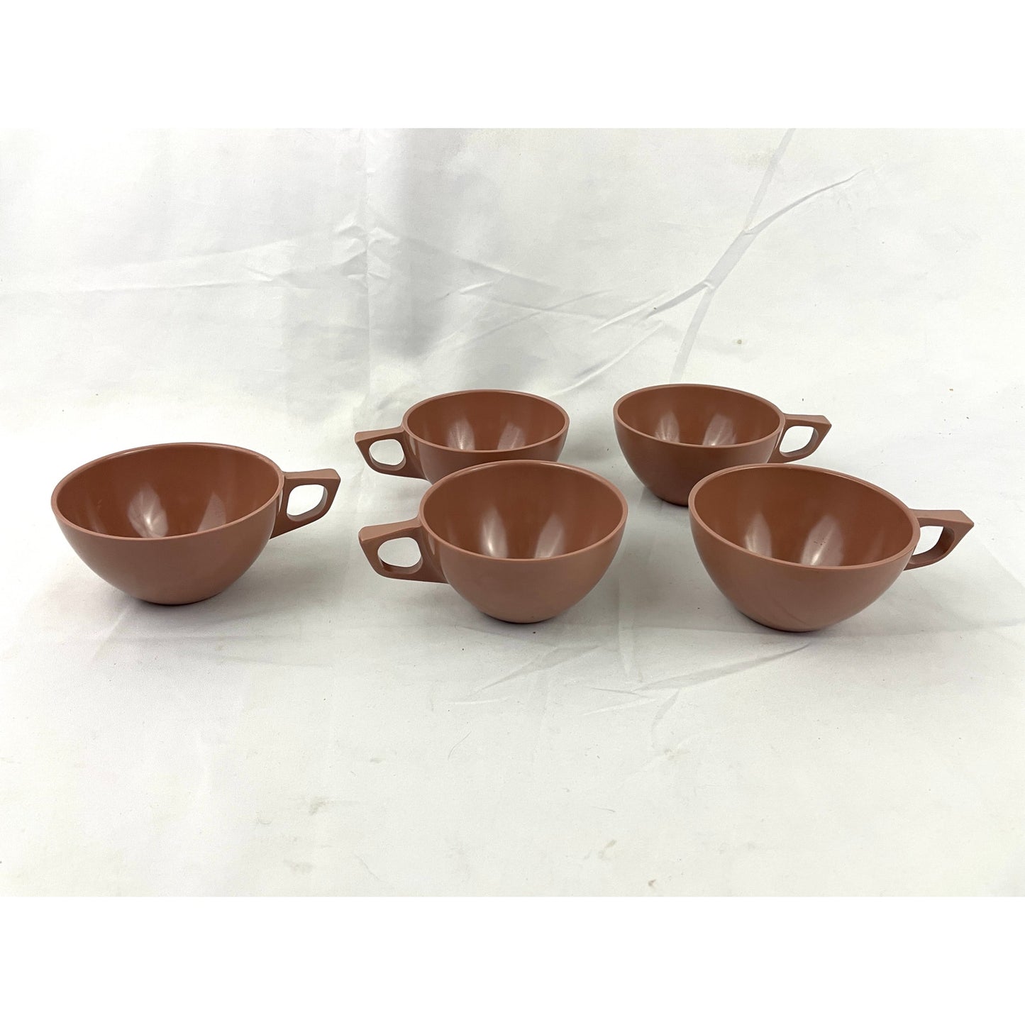 VTG Lot of 5 Melmac Melamine Coffee Cups MCM Mugs Brown Taupe Marcrest