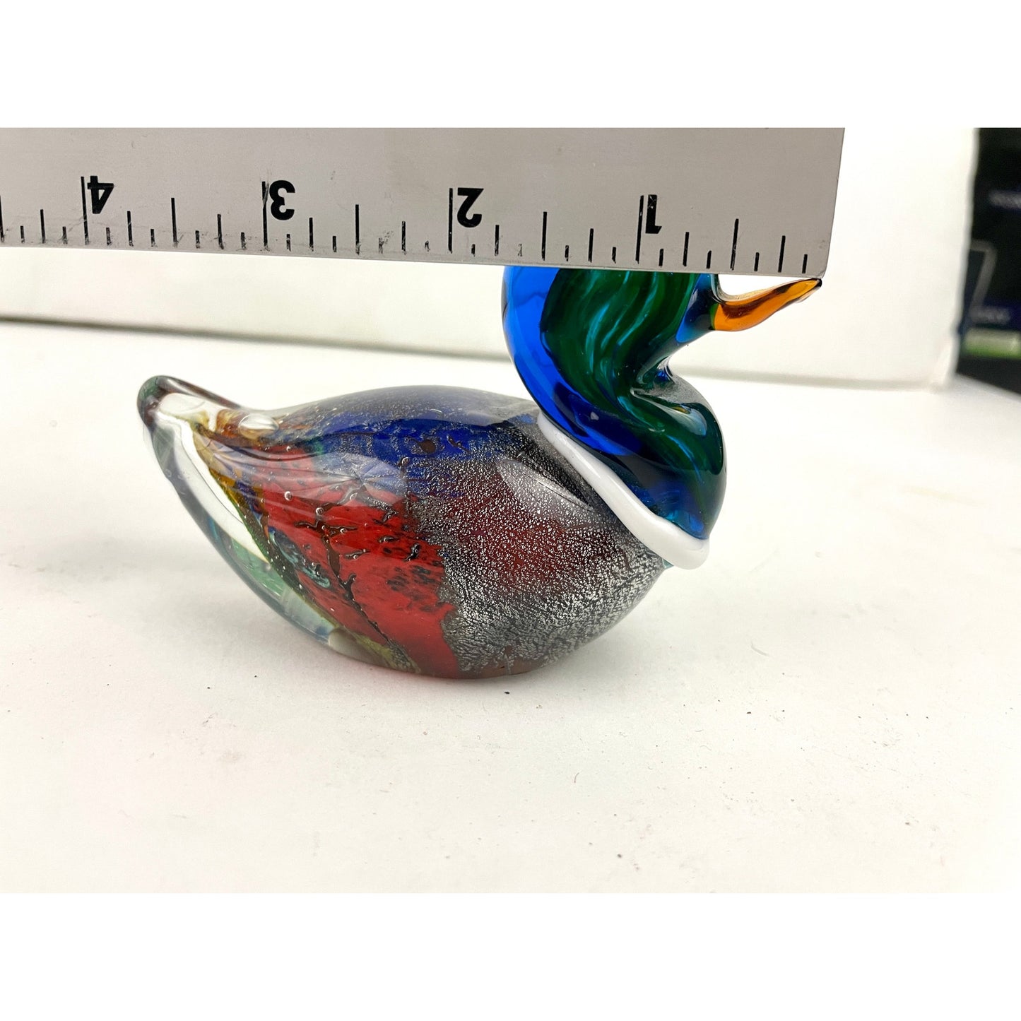 VTG Hand Blown Murano Glass Duck Paperweight Sparkle