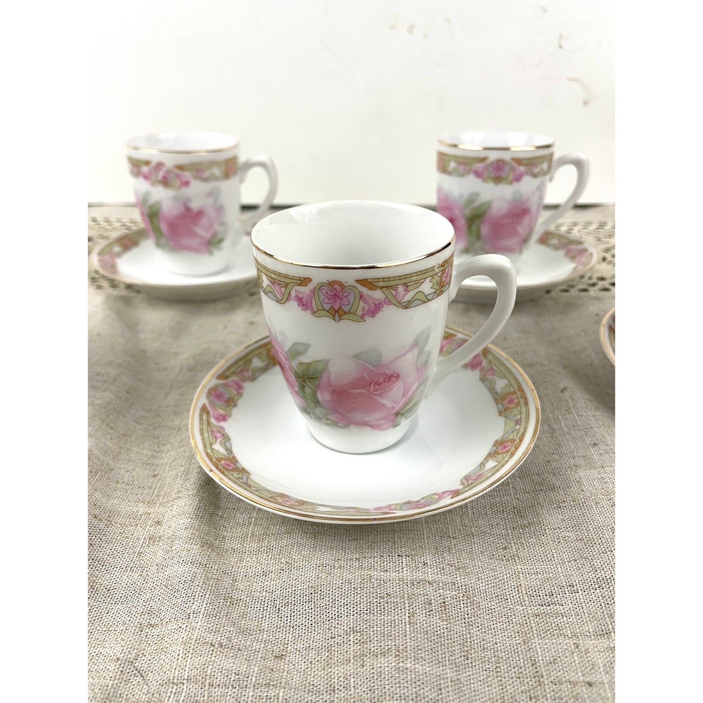 VTG Set of 6 Pink Rose Tea Cup & Saucer Antique Z. S. & Co Bavaria Floral 12PC