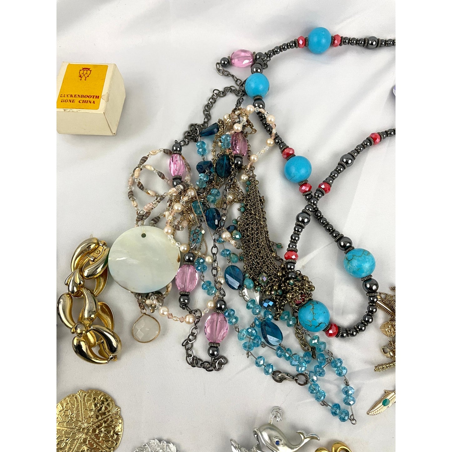 60+ PC Jewelry Necklace Earrings Brooch Pins Assorted Bulk Lot Almost 2LB