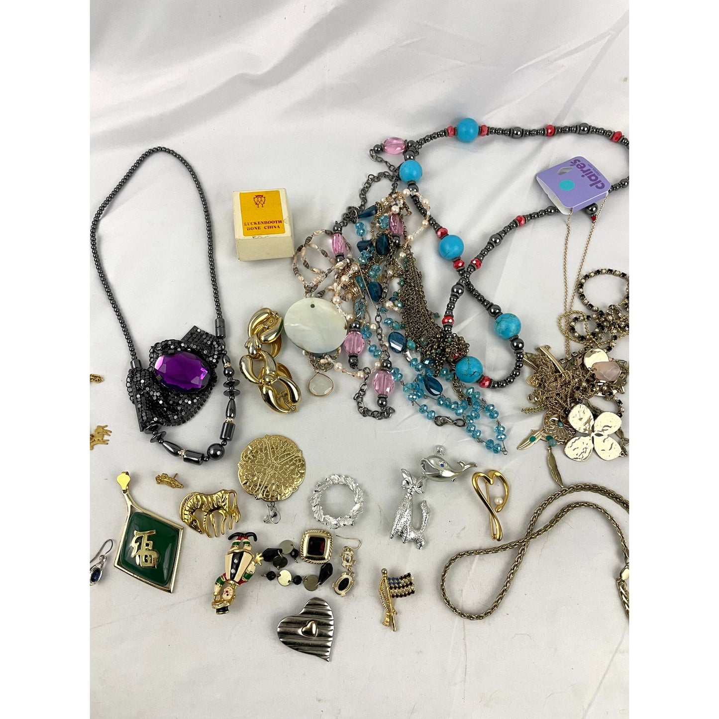 60+ PC Jewelry Necklace Earrings Brooch Pins Assorted Bulk Lot Almost 2LB