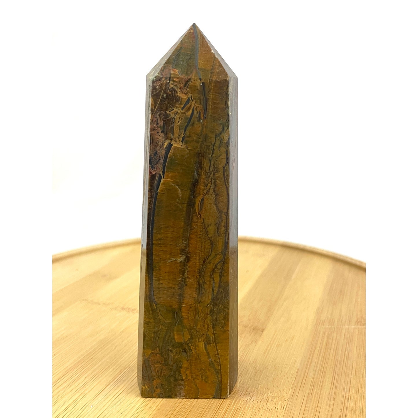 Tigers Eye Tower Obelisk Point 5 7/8" Natural Quartz Crystal 306g