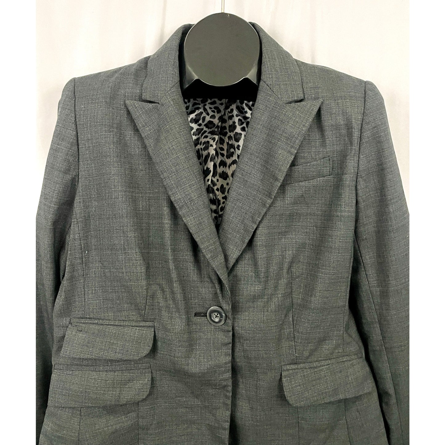 Apt 9 Gray Plaid One Button Blazer Jacket Lined Sz 12 Business Wear