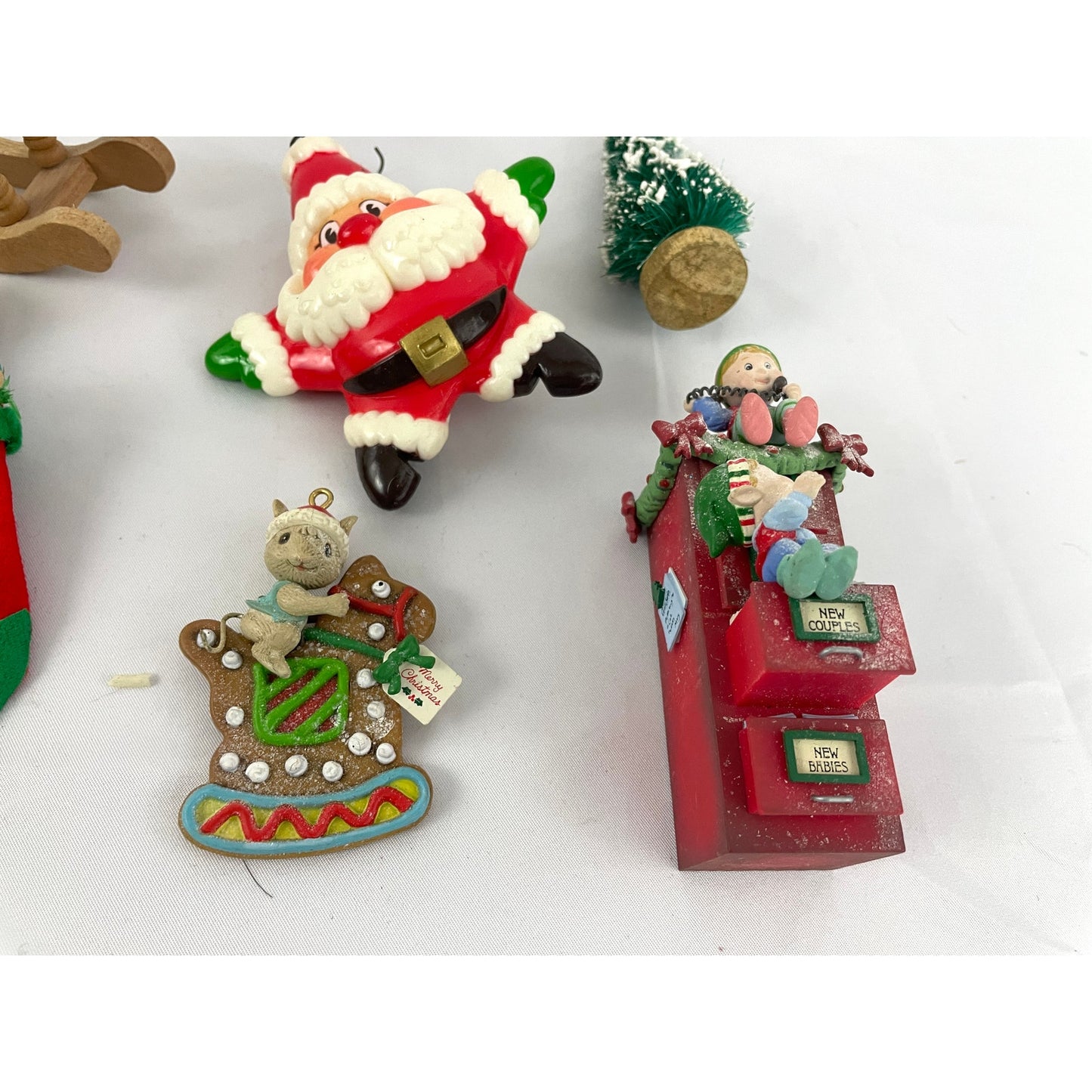 12x VTG Holiday Ornaments Christmas Stocking Tree Santa Decor Assorted