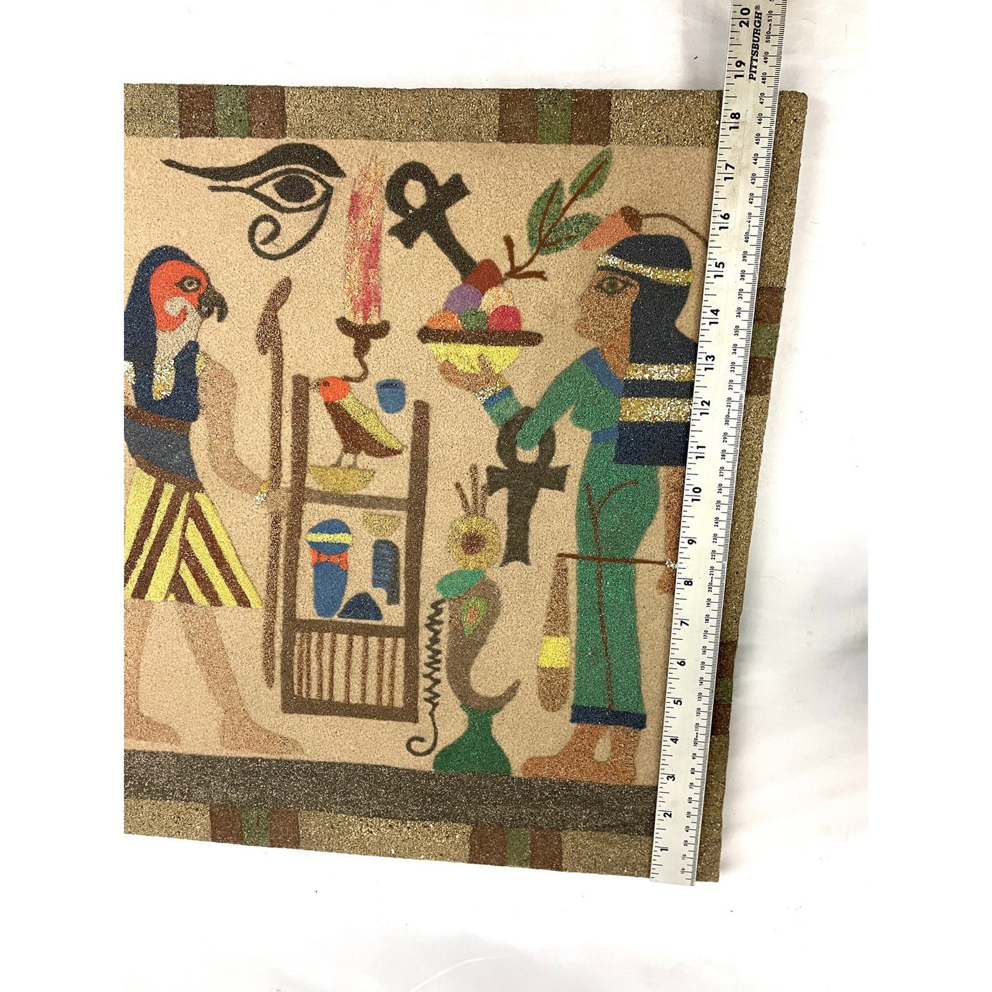 VTG Unique Egyptian Pictorial Sand Art Painting 17"x18.5"