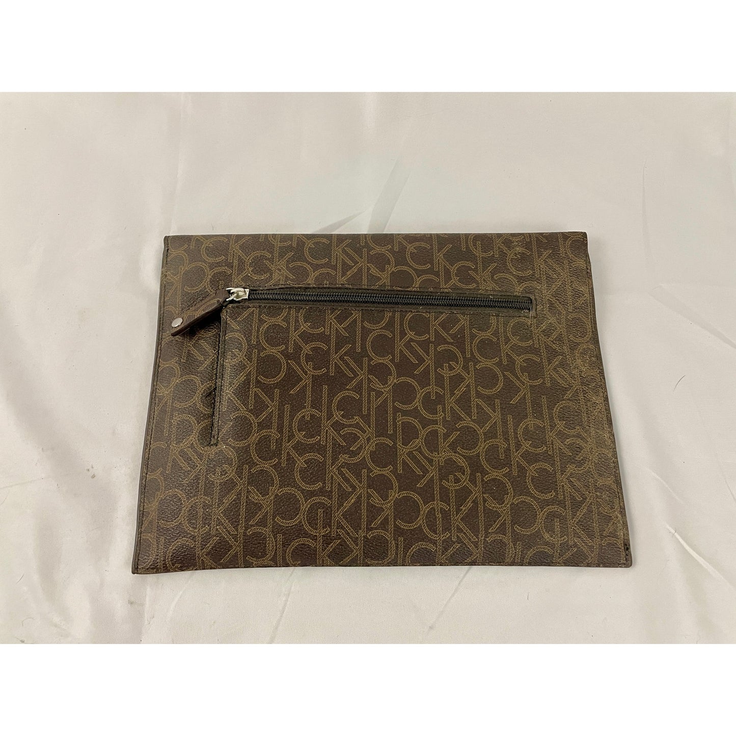 Calvin Klein Tablet Sleeve Case Clutch 11" x 8.5" Brown Logo