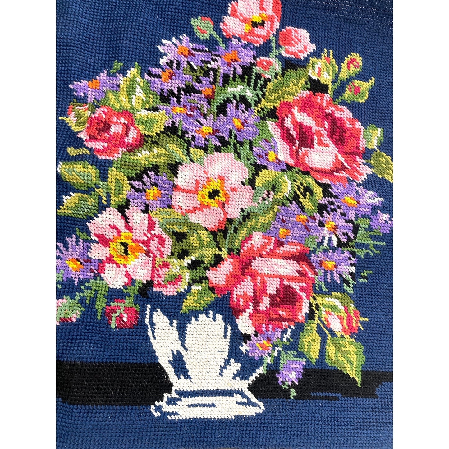 VTG Margot Creations de Paris Tapestry Needlepoint Flowers Roses #1238 15"x19"