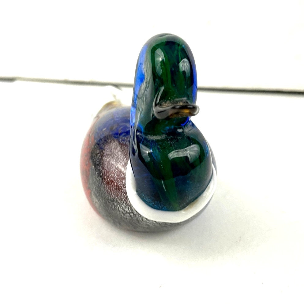 VTG Hand Blown Murano Glass Duck Paperweight Sparkle