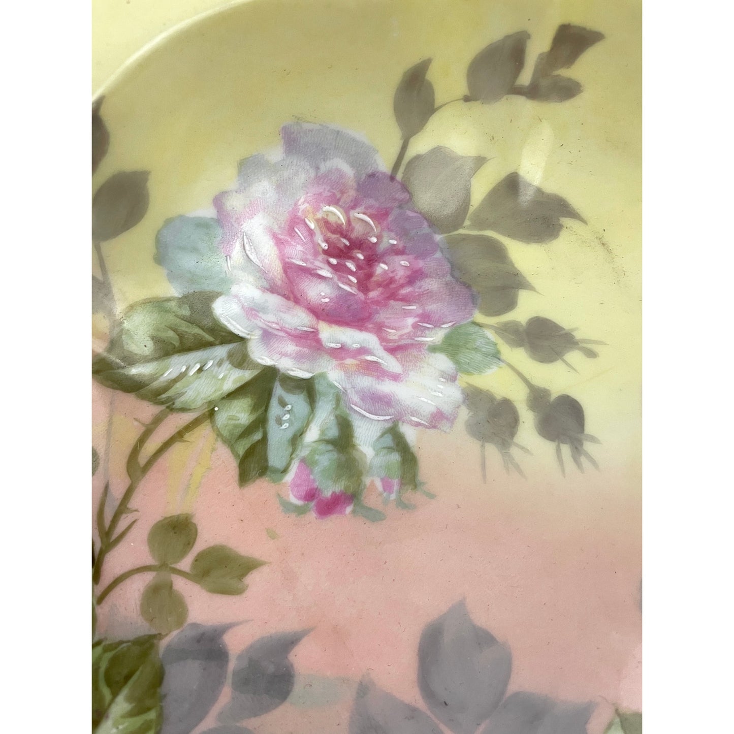 Antique Limoges Bowl France Handpainted Pink Roses Gold Accent Artist Signed VTG