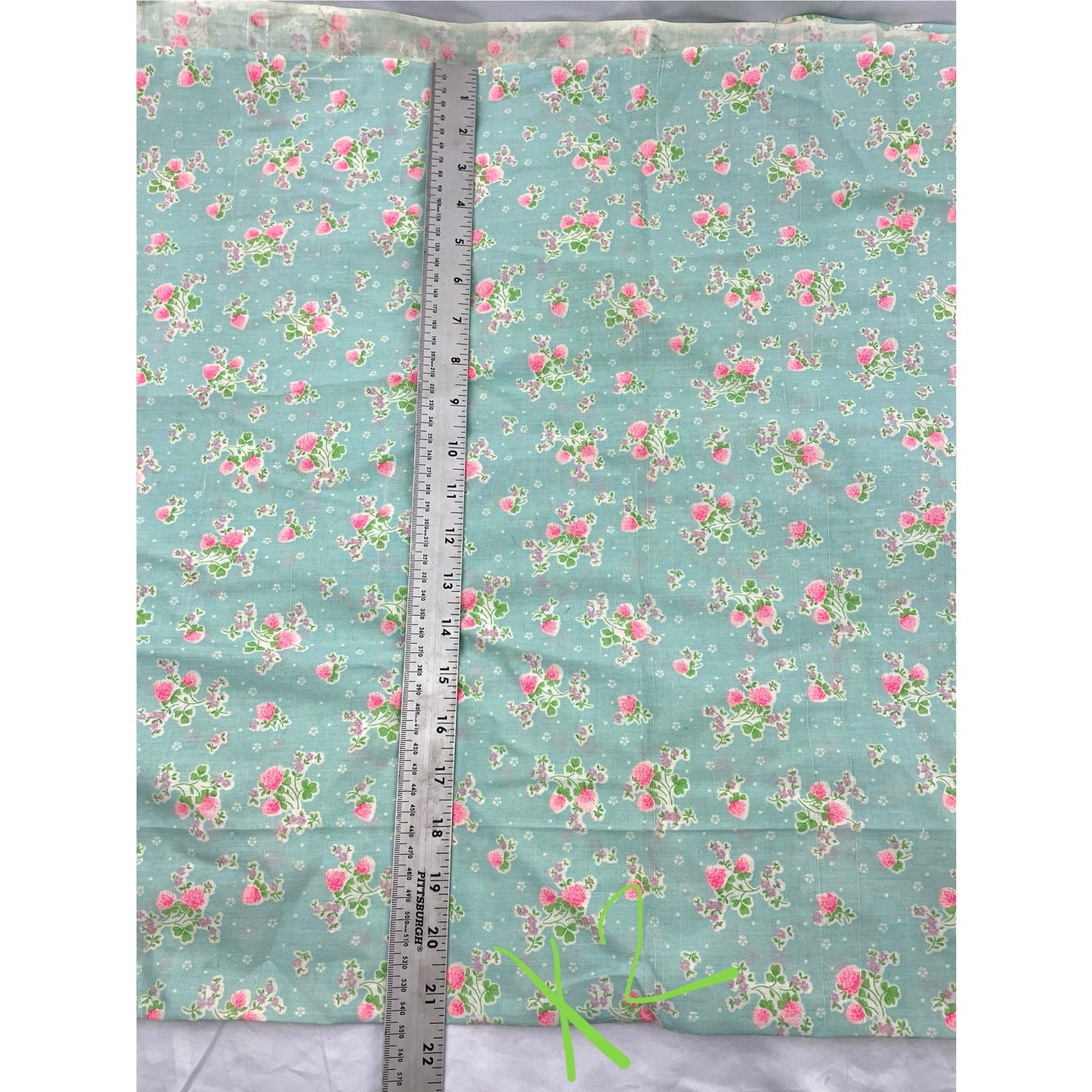 VTG Soft Blue Pink Flowers Spring Fabric 42" Wide | 2.75 YD Cotton