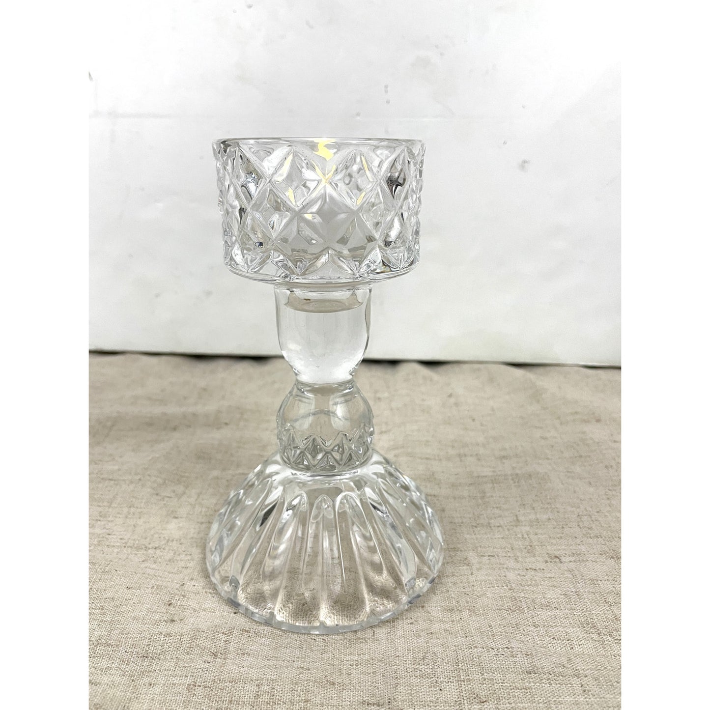 VTG Lead Crystal Cut Glass Candle Holder 6.75" Replacement Base