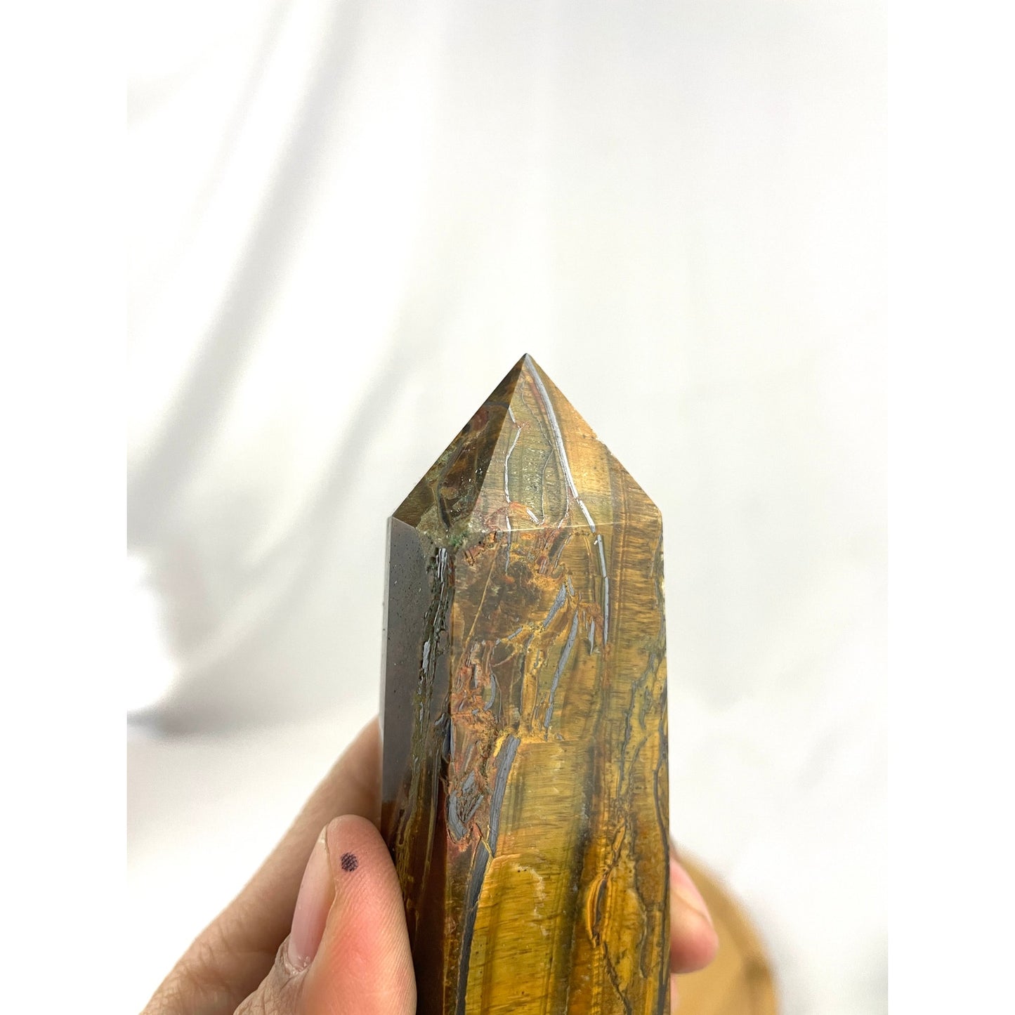 Tigers Eye Tower Obelisk Point 5 7/8" Natural Quartz Crystal 306g