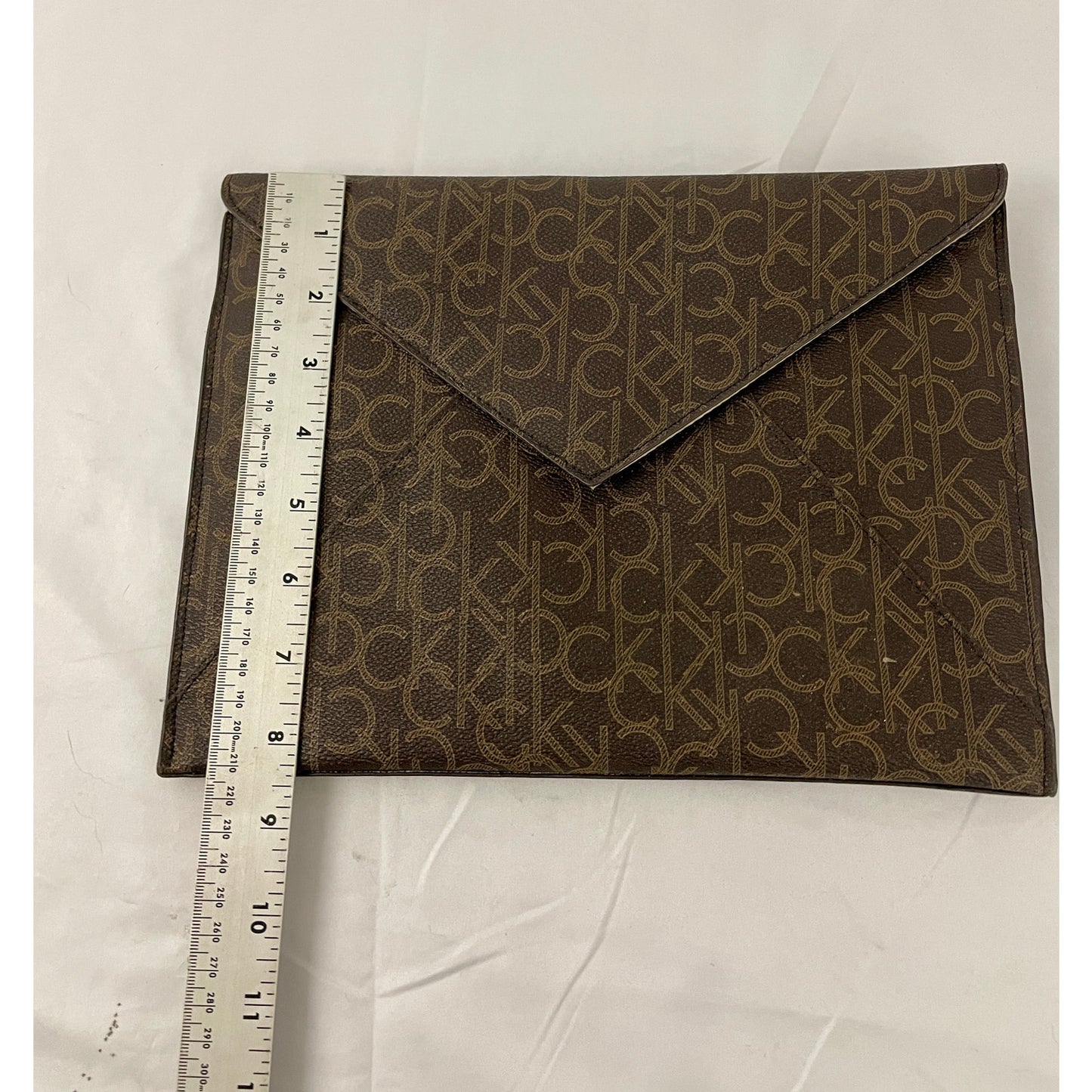 Calvin Klein Tablet Sleeve Case Clutch 11" x 8.5" Brown Logo