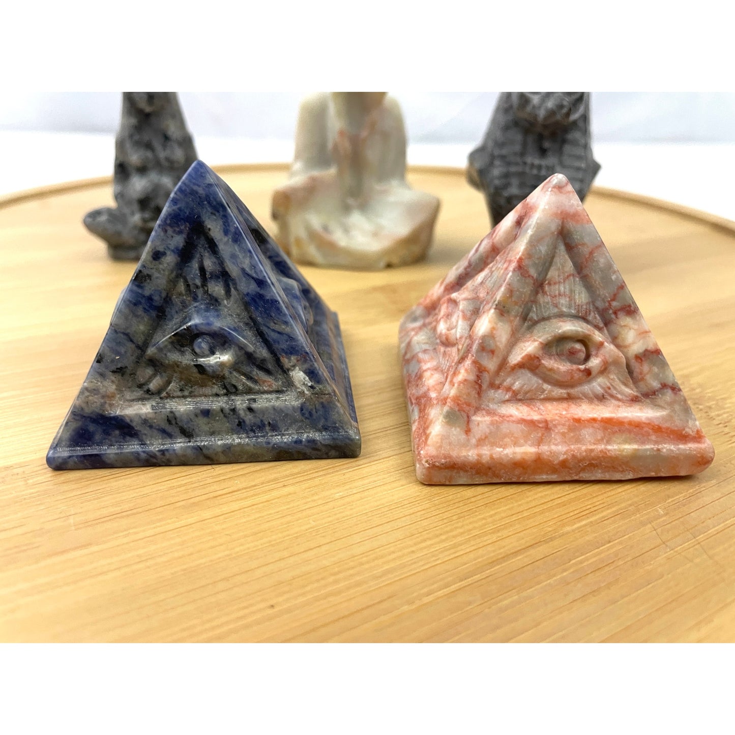 Lot of 5 Healing Stones Mother Goddess Anubis Buddhist Pyramid Crystals Rock