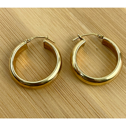 VTG 925 Stamped Gold Tone Danecraft Circle Hoop Earrings Italy