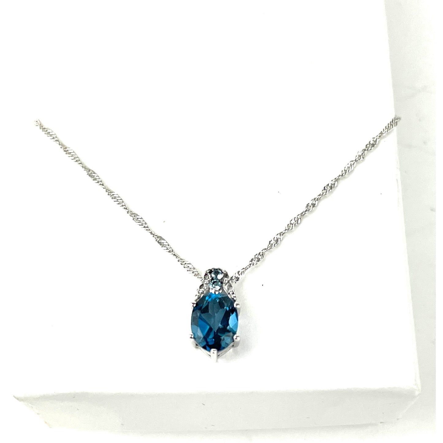 Bradford Exchange Blue Topaz 925 BGE Pendant Necklace Sterling Silver 16"