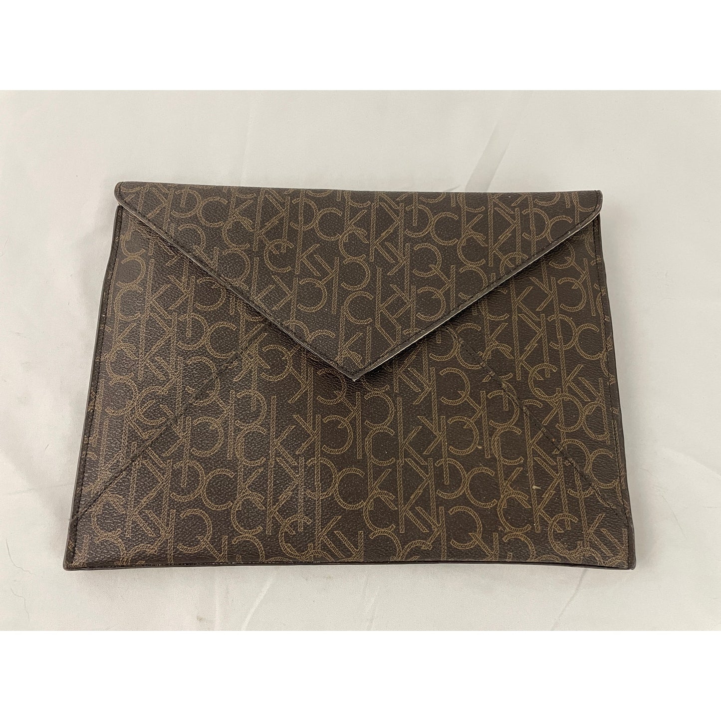 Calvin Klein Tablet Sleeve Case Clutch 11" x 8.5" Brown Logo