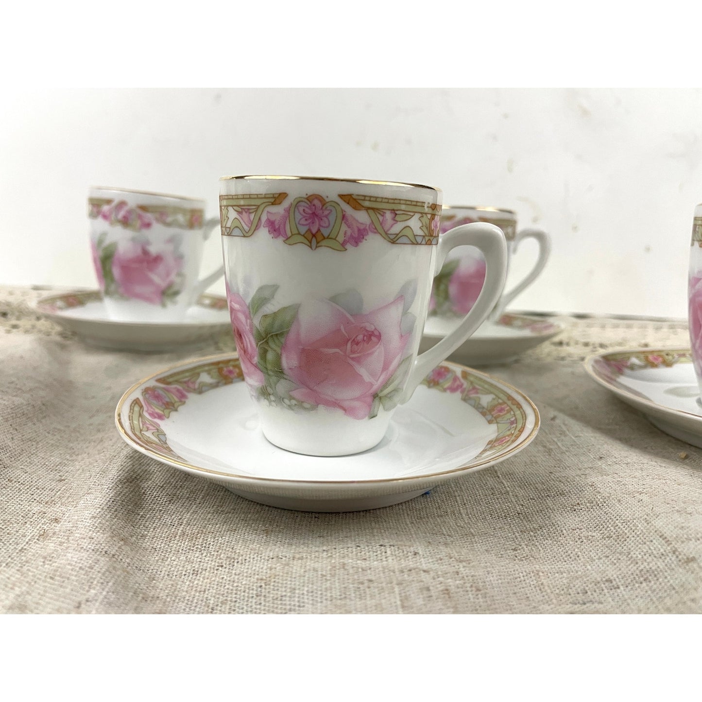 VTG Set of 6 Pink Rose Tea Cup & Saucer Antique Z. S. & Co Bavaria Floral 12PC