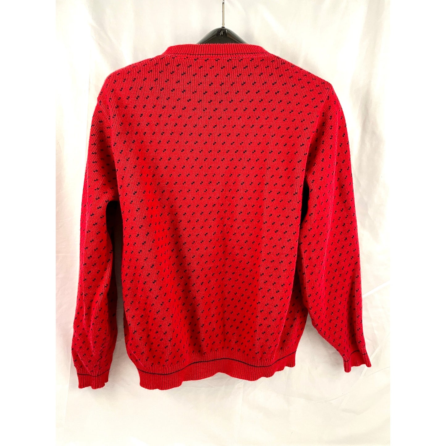 VTG Red Pattern V Neck Cardigan LARGE Womens 1990s Knit USA Made | Winona Knits