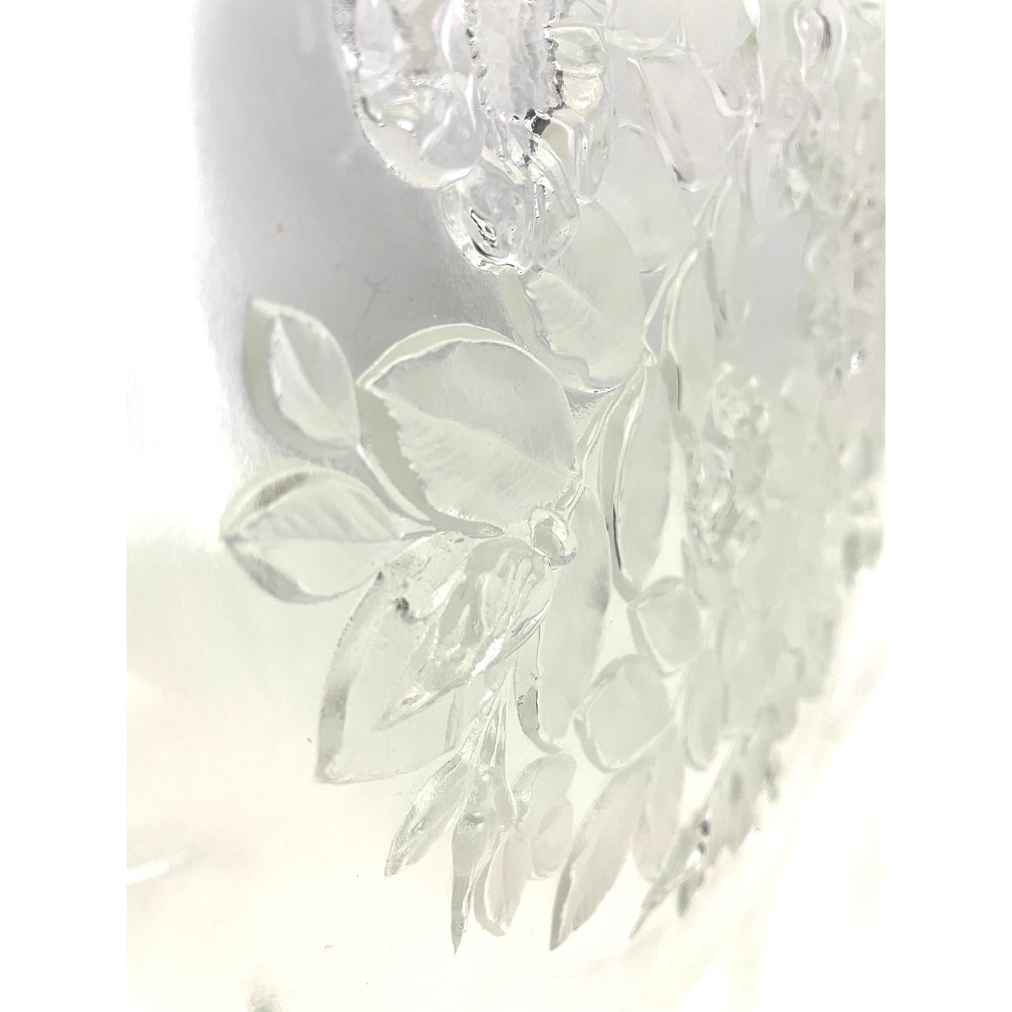 Mikasa Crystal Bianca Cake Frosted Glass Platter Flowers 14” Ruffle Edge