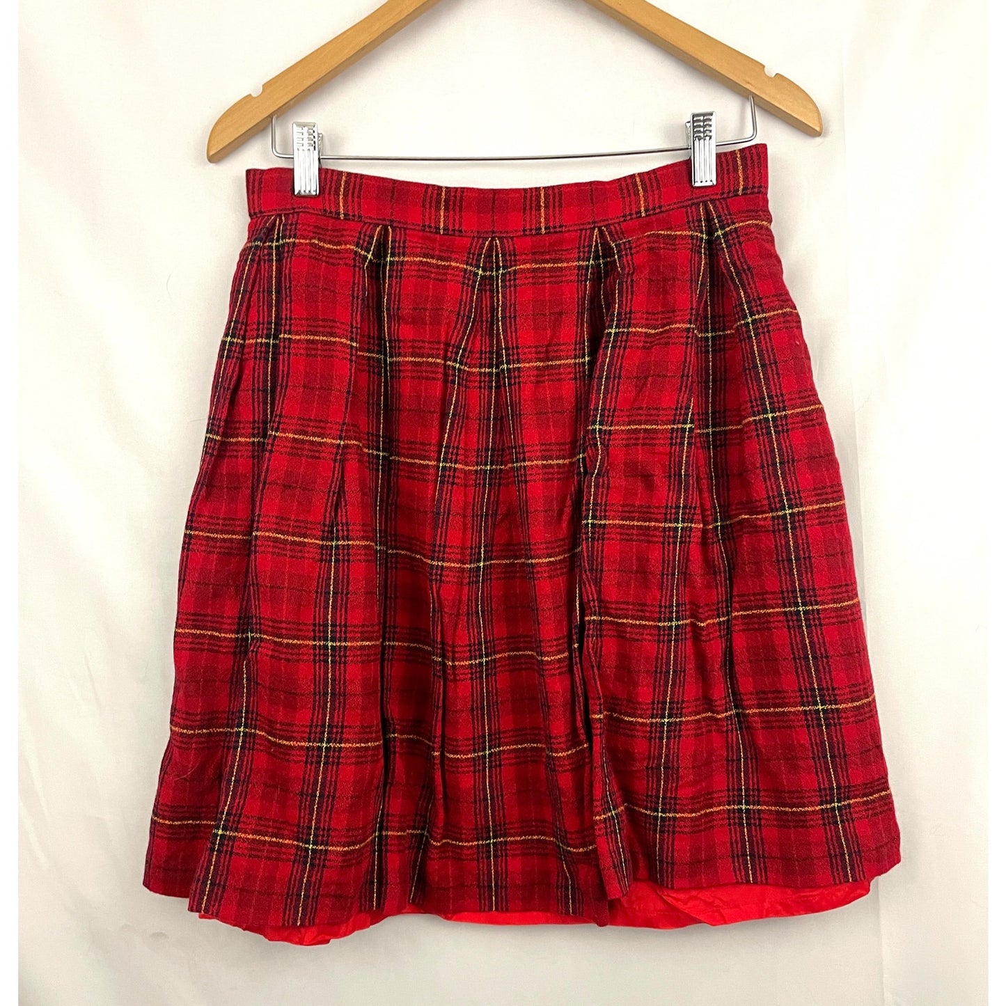 VTG Gillian Red Plaid Wool 2PC Skirt & Jacket Sz 14 Full Zip 1990's Clueless