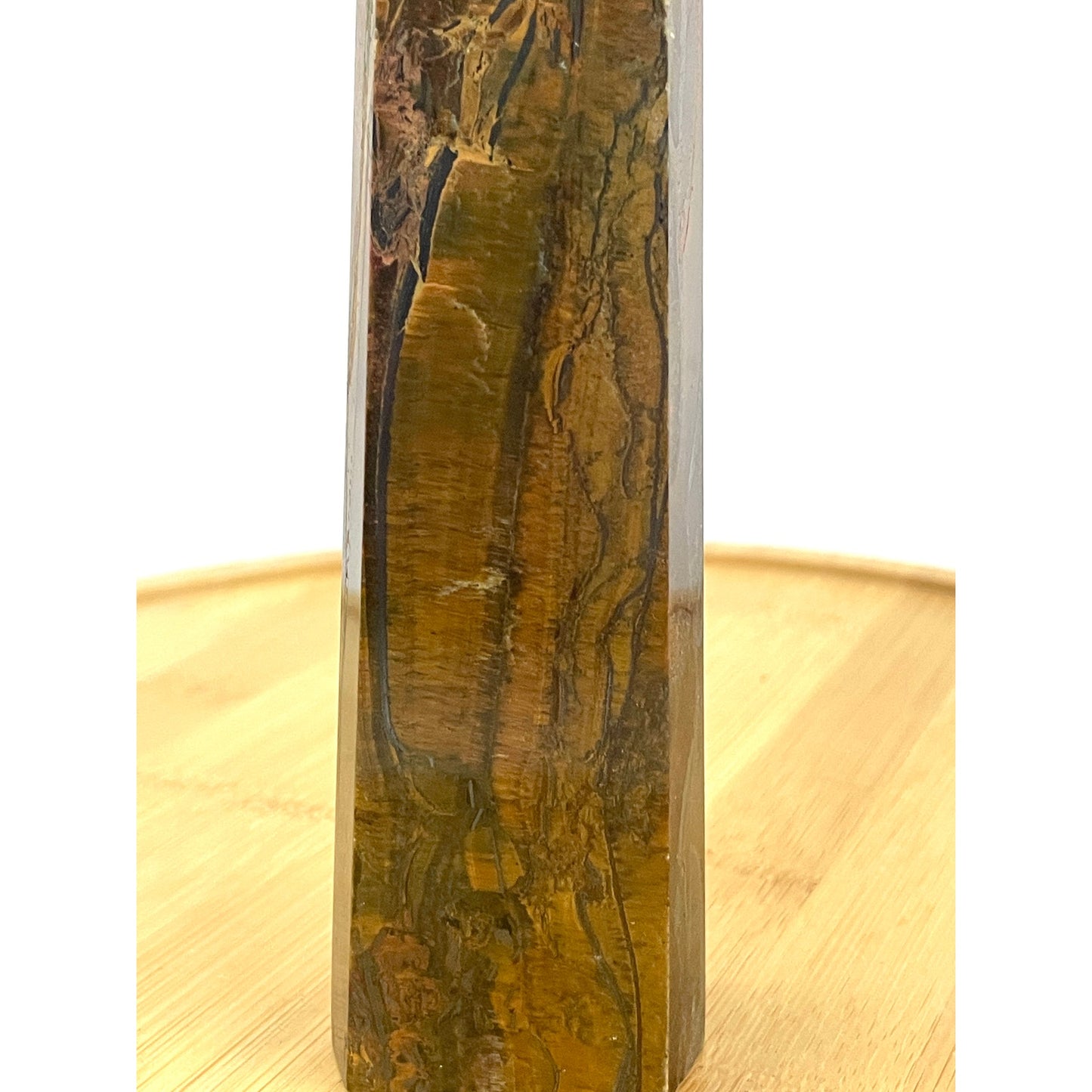 Tigers Eye Tower Obelisk Point 5 7/8" Natural Quartz Crystal 306g