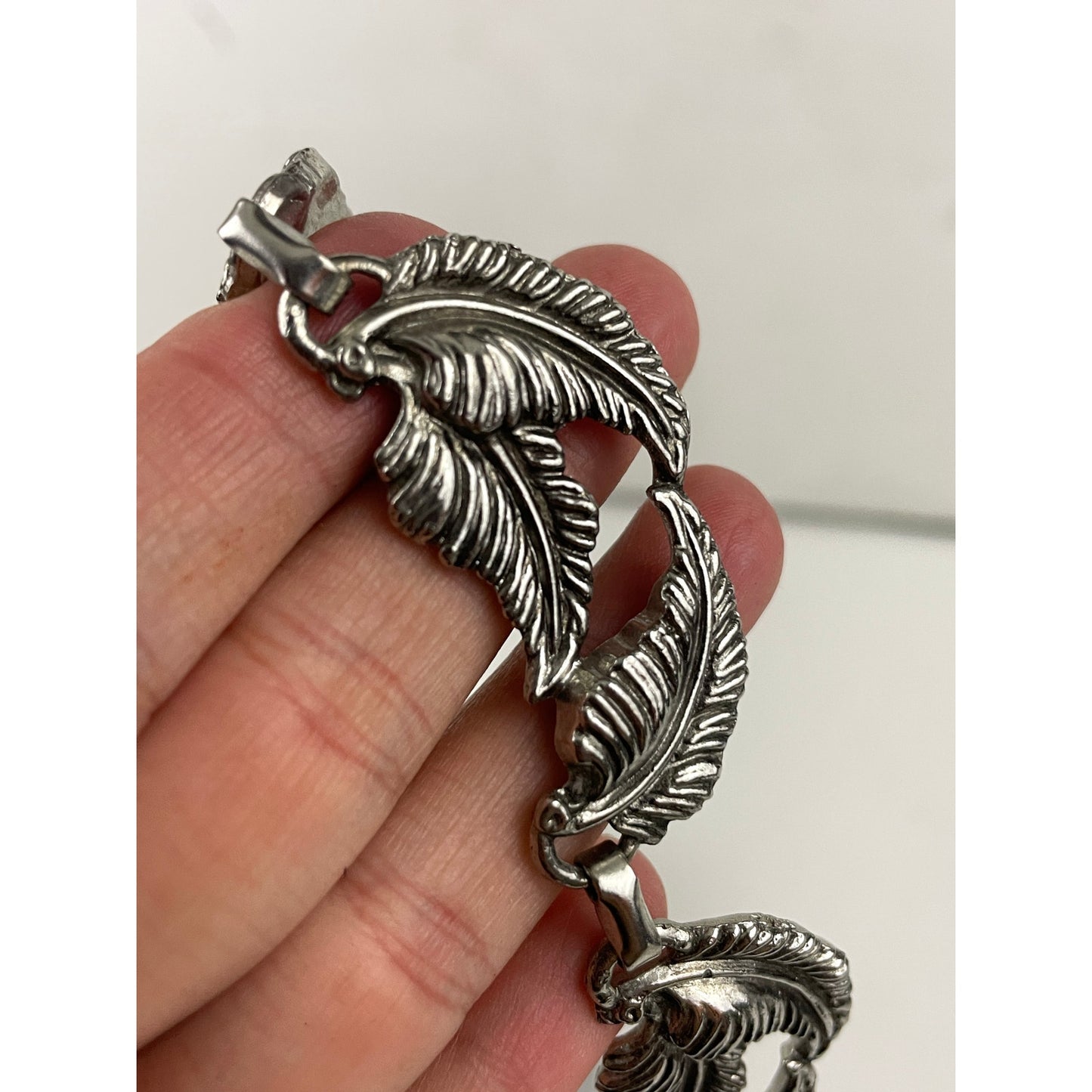 VTG Leaf Design Choker Necklace Pewter 12" Unique