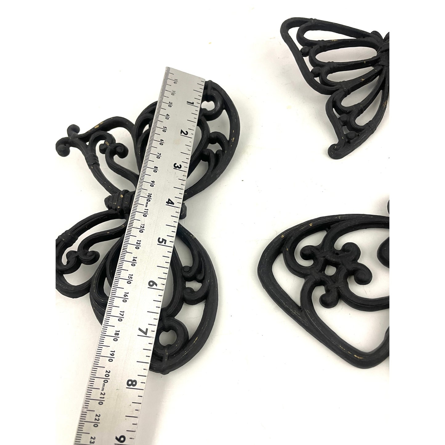 VTG Set of 3 Syroco Black Scroll Butterfly Wall Hanging 1970s Homco