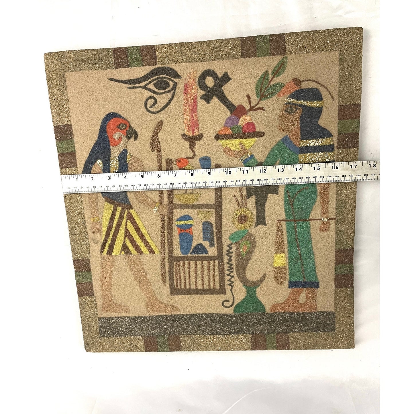 VTG Unique Egyptian Pictorial Sand Art Painting 17"x18.5"