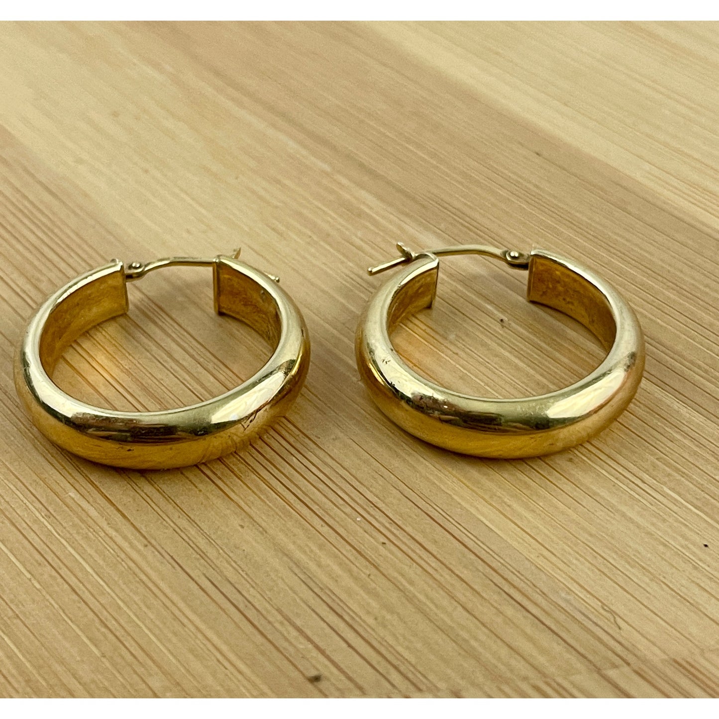 VTG 925 Stamped Gold Tone Danecraft Circle Hoop Earrings Italy