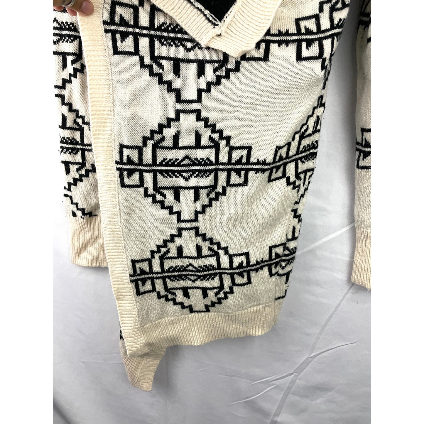 VTG Open Front Sweater Size S/M Aztec Pattern Women's Miss Kelly 1999