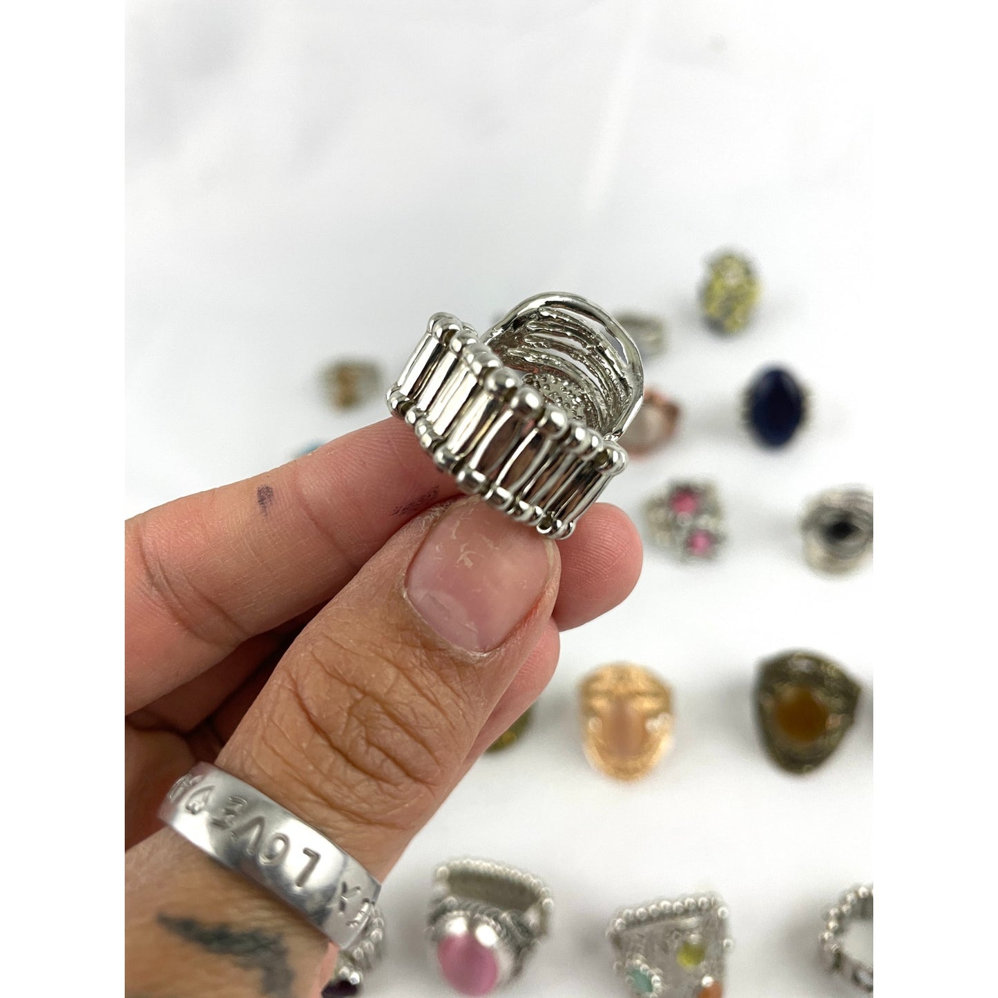 25 Pc Stretch Back Paparazzi Rings Rhinestone Centers Silver Gold Tone NWOT