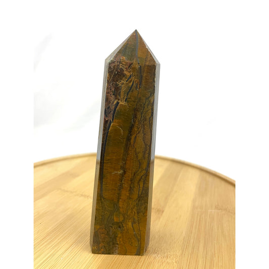 Tigers Eye Tower Obelisk Point 5 7/8" Natural Quartz Crystal 306g