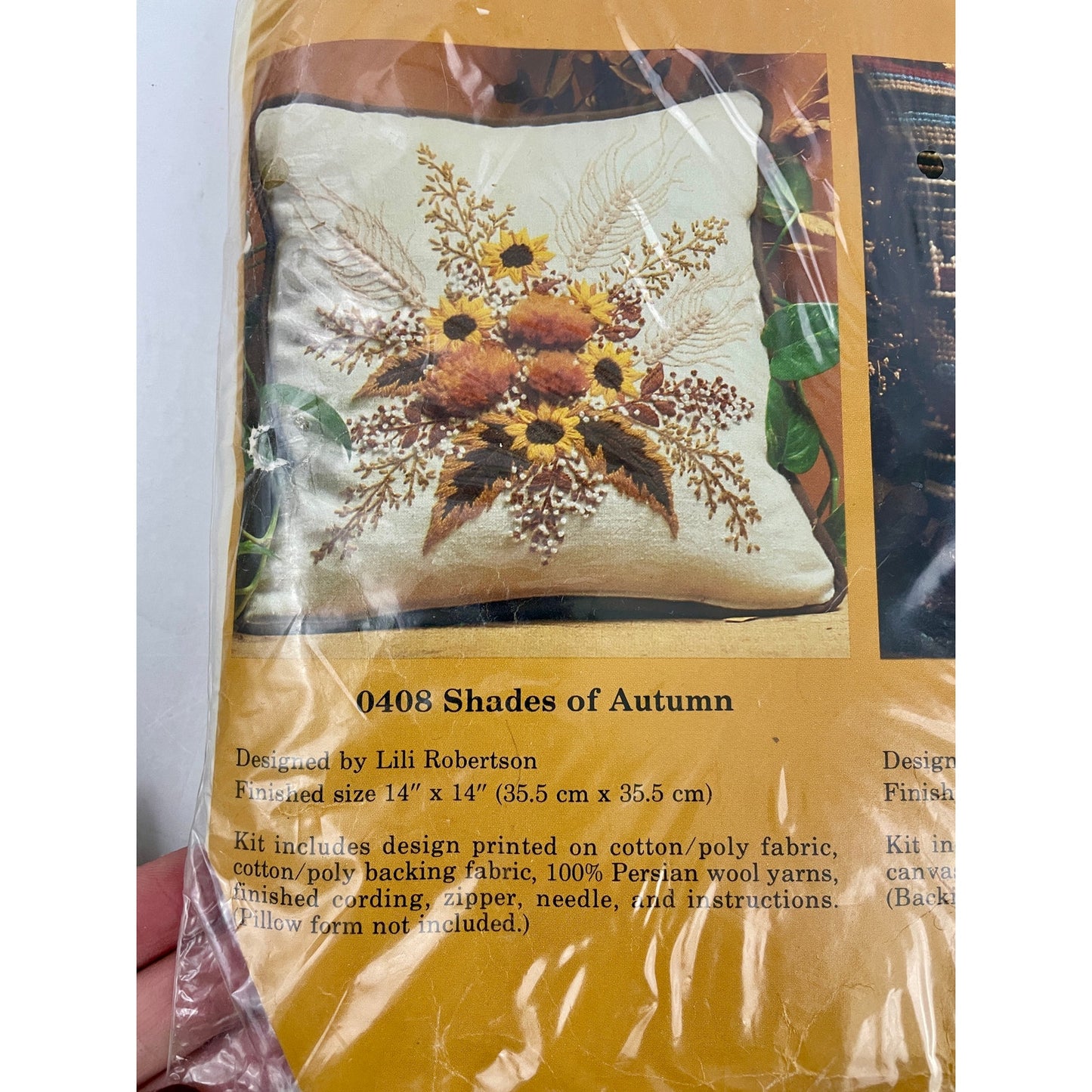 VTG Shades of Autumn Pillow Cover Needlecraft Kit 408 NEW 1982 Creative Circle