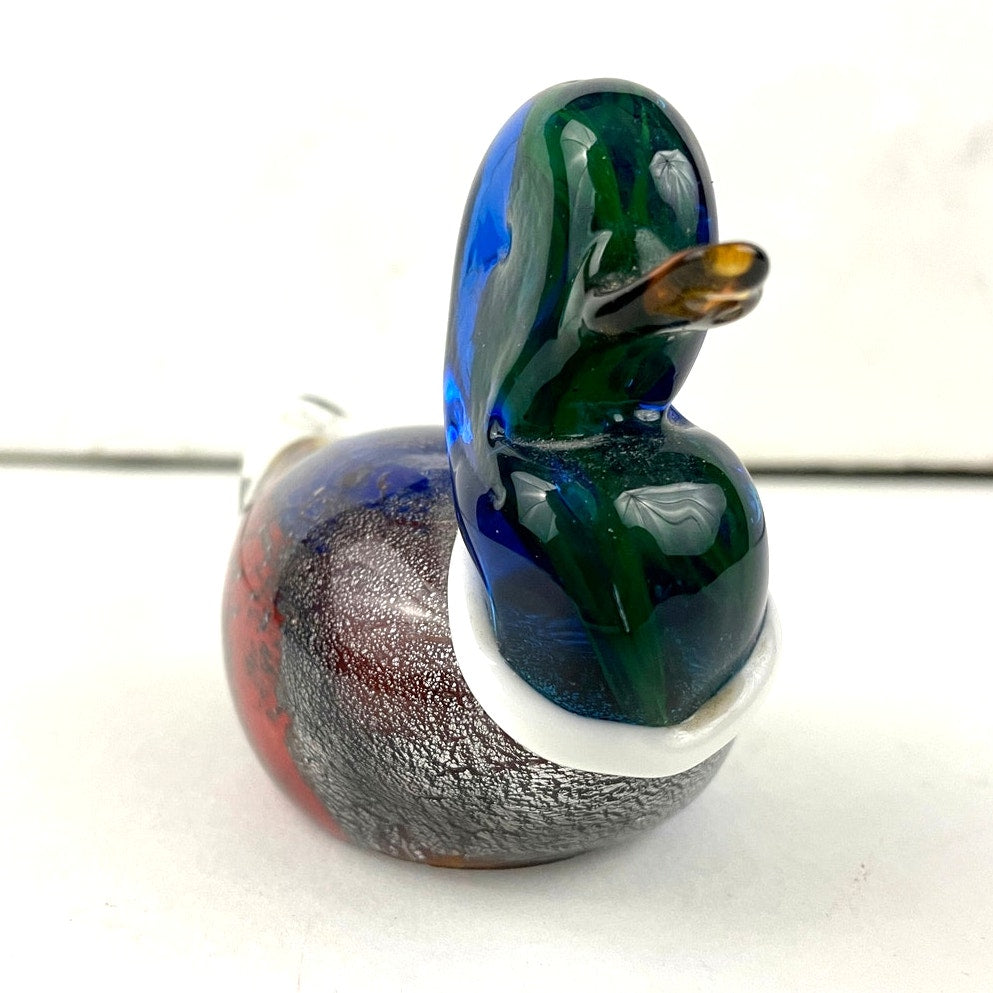 VTG Hand Blown Murano Glass Duck Paperweight Sparkle